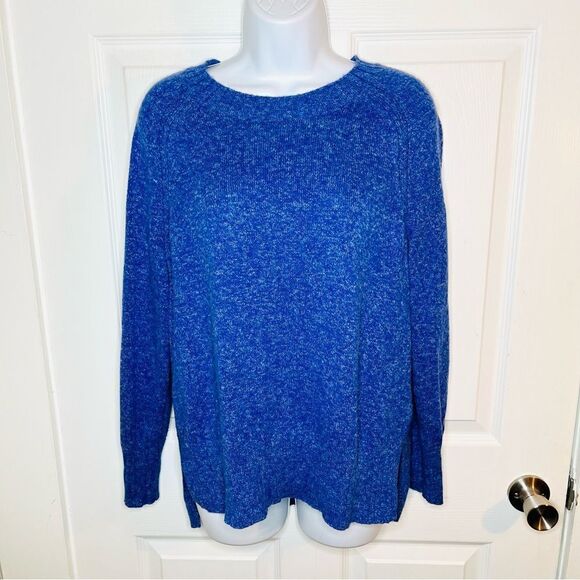 Old Navy Rib Knit Trim Marled Sweater Crew Neck Royal Blue S - Picture 5 of 11